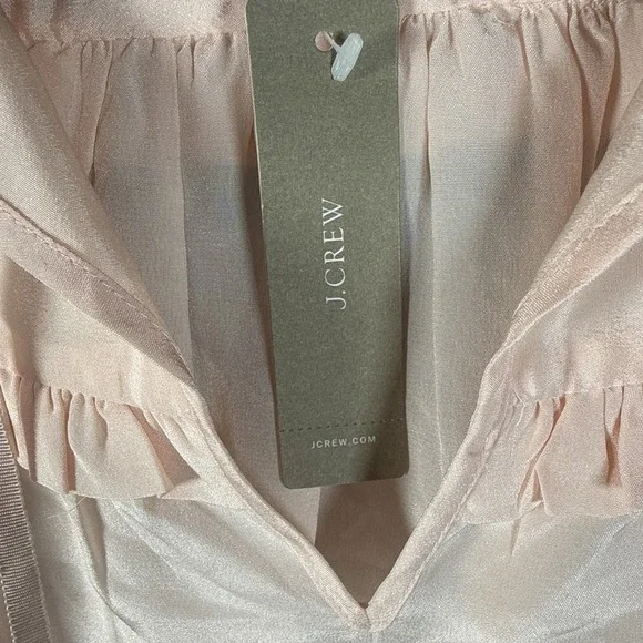 Point Sur J Crew Blouse Women's Pink Silk Peasant Ruffle Long Sleeve Sz S NWT - Picture 6 of 10